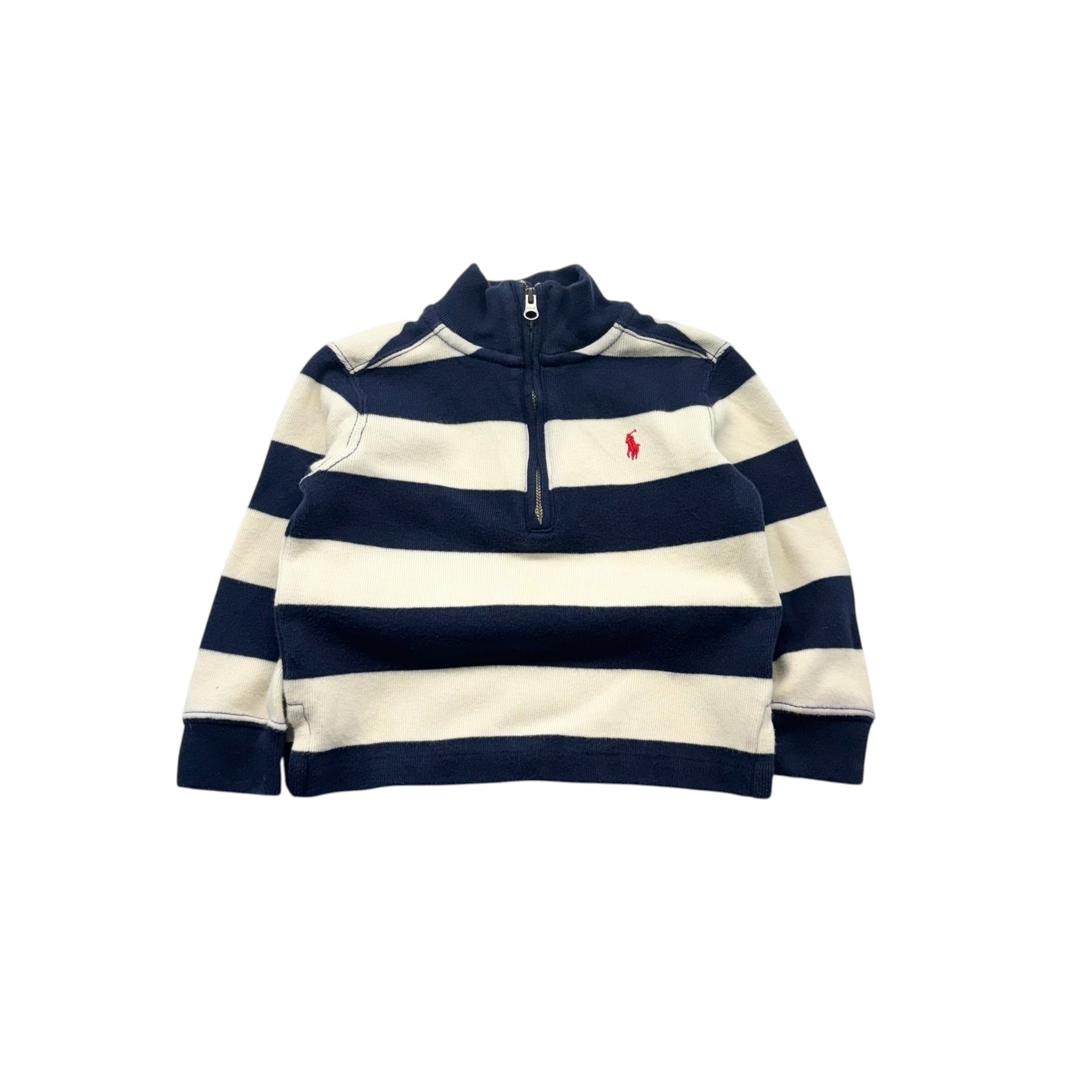 Ralph Lauren Stripe Quarter Zip Sweater (2-3T)