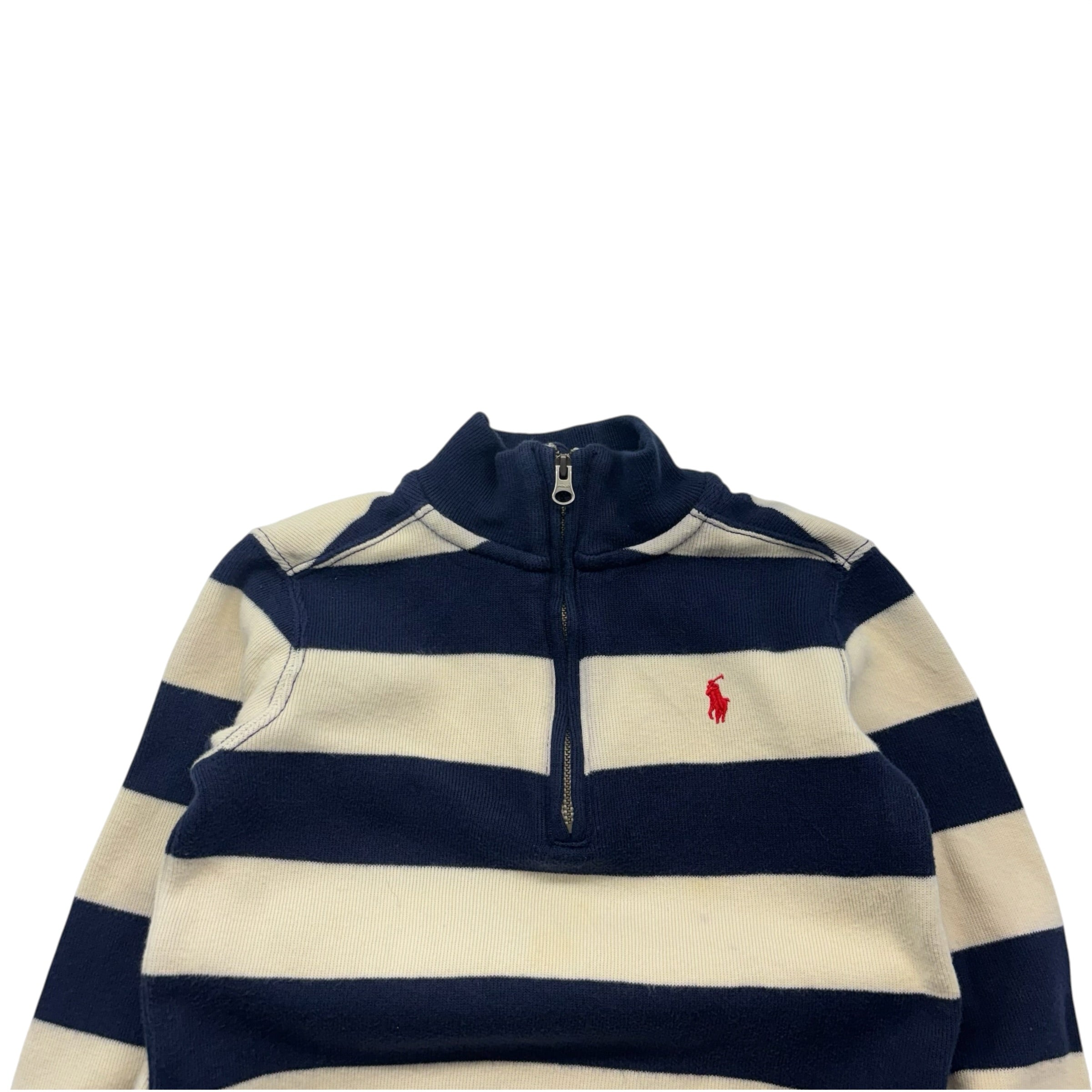 Ralph Lauren Stripe Quarter Zip Sweater (2-3T)