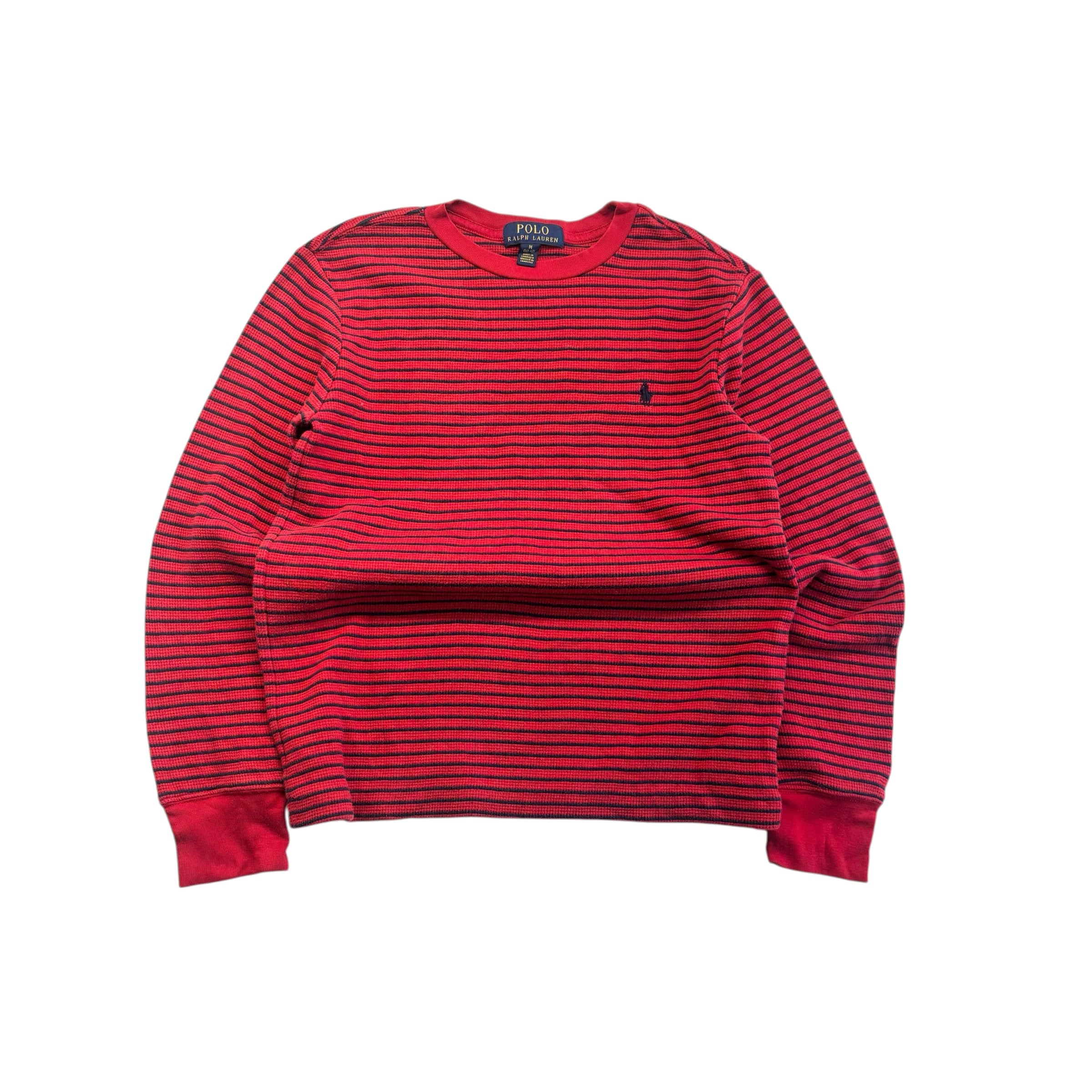 Ralph Lauren Red Stripe Waffle Long-Sleeve (10-12)