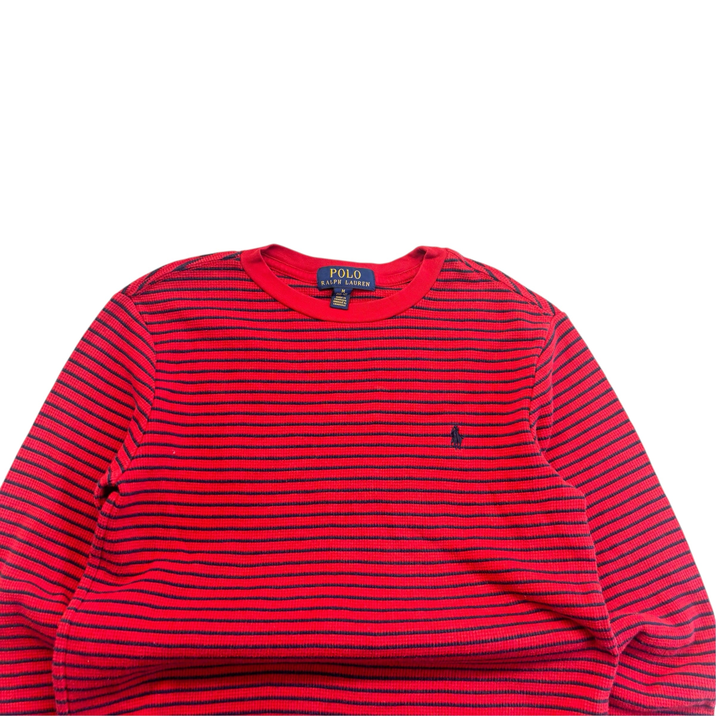 Ralph Lauren Red Stripe Waffle Long-Sleeve (10-12)
