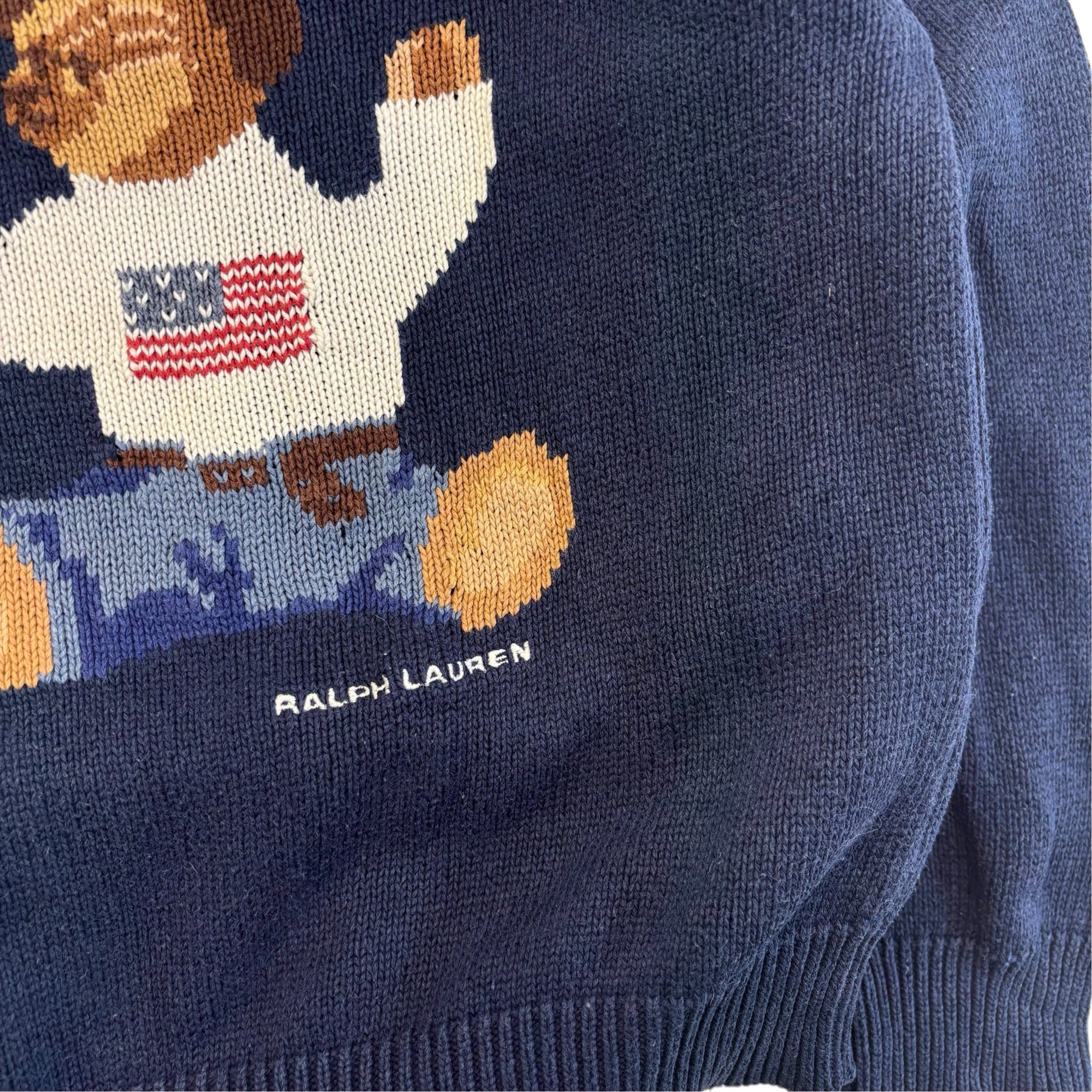 Vintage Ralph Lauren Navy Bear Knit (5-6)
