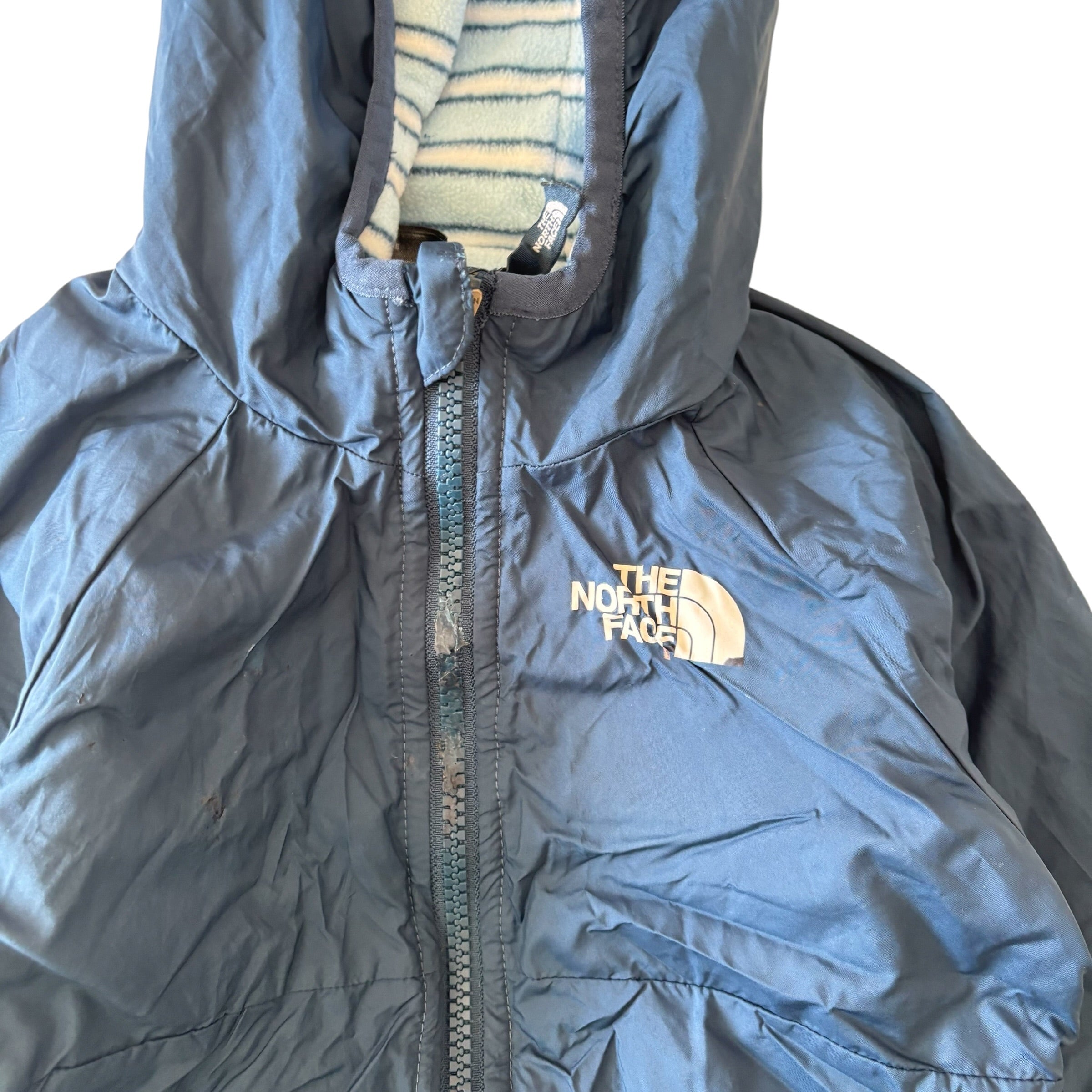 The North Face Blue Stripped Jacket **Flawed (18m-24m)