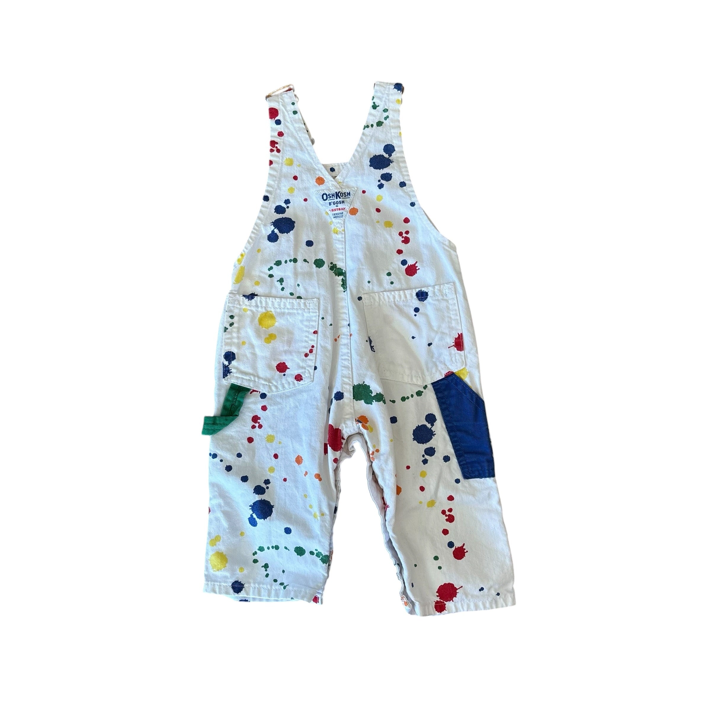 Vintage Oshkosh Paint Splatter Overalls (3-6m)