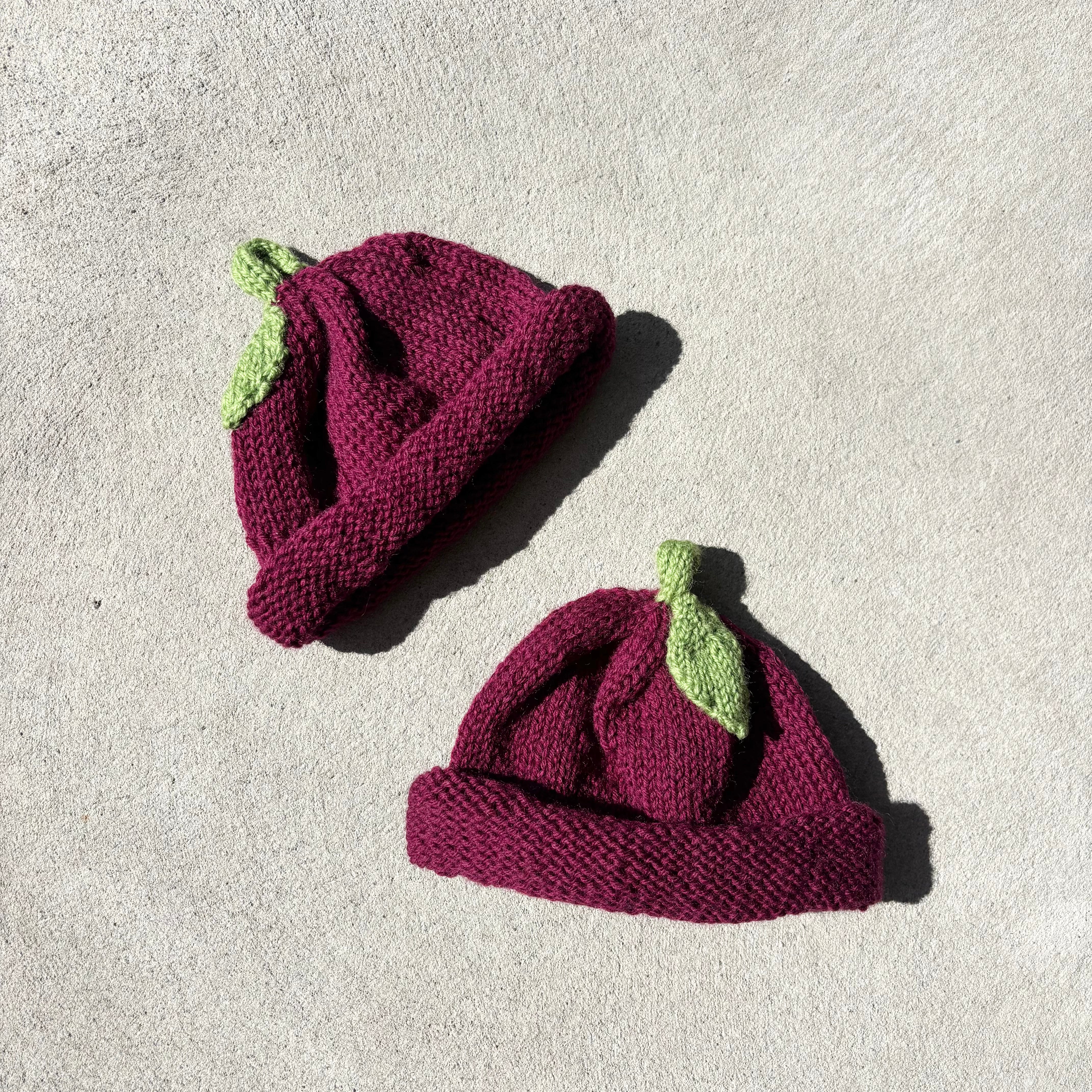 Hand Knitted Woollen Plum Beanie